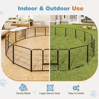 HKM-2832957 Metal Dog Playpen with Door for Small to Large Pets - Indoor/Outdoor Exercise Pen, Portable & Configurable 8-Panel Design
