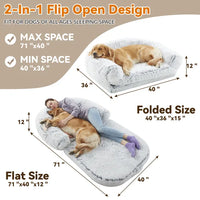 HKM-2833213 Orthopedic Human Dog Bed - 71 x 43 x 12 Inch Plush & Washable Folding Bed for Large Dogs and People