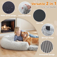HKM-2833213 Orthopedic Human Dog Bed - 71 x 43 x 12 Inch Plush & Washable Folding Bed for Large Dogs and People