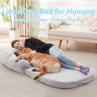 HKM-2833213 Orthopedic Human Dog Bed - 71 x 43 x 12 Inch Plush & Washable Folding Bed for Large Dogs and People