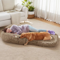 HKM-2833213 Orthopedic Human Dog Bed - 71 x 43 x 12 Inch Plush & Washable Folding Bed for Large Dogs and People