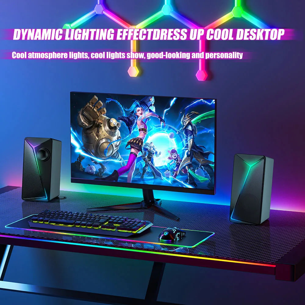 HKM-283347 2.0 Desktop USB RGB Multimedia Speaker with Super Bass for PC and Laptop Gaming