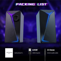 HKM-283347 2.0 Desktop USB RGB Multimedia Speaker with Super Bass for PC and Laptop Gaming