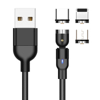HKM-283411 Rotating Magnetic Charging Cable - USB Type-C, 0.5M/1M/2M, Black/Red/Purple, 5V/2.4A