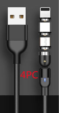 HKM-283411 Rotating Magnetic Charging Cable - USB Type-C, 0.5M/1M/2M, Black/Red/Purple, 5V/2.4A