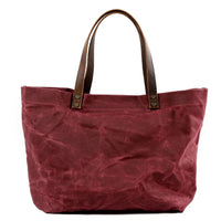 HKM-283411 Waterproof Wax Canvas Casual Shoulder Handbag with Cowhide Trim