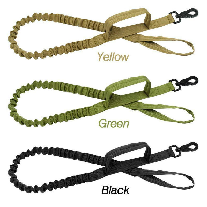 HKM-2834365 Tactical Elastic Dog Leash with Dual Control Handles for Training and Walking