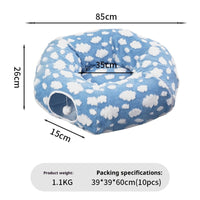 HKM-2834621 Detachable S-Type Round Tunnel Cat Nest - Blue Sky and White Clouds Design