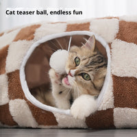 HKM-2834621 Detachable S-Type Round Tunnel Cat Nest - Blue Sky and White Clouds Design