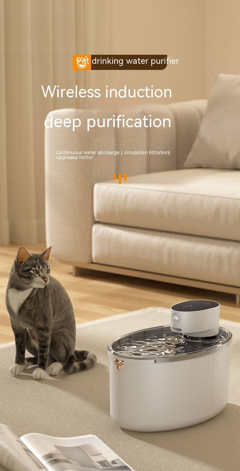 HKM-2834749 Wireless Smart Cat Water Dispenser with 4000mAh Lithium Battery and 2.5L Capacity