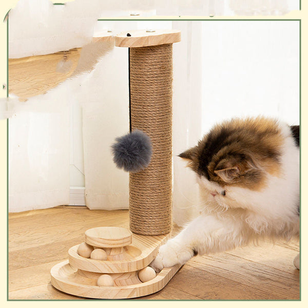 HKM-2835389 Sisal Wrapped Self-Healing Turntable with Solid Wood Base - Three-Layer Design