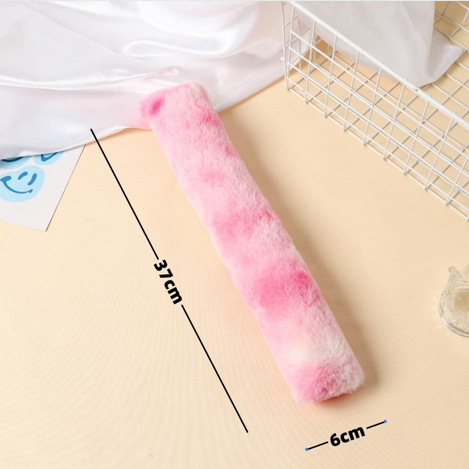 HKM-2836797 Plush Colorful Strip Pillow with Cat Grass Bag for Playtime Fun