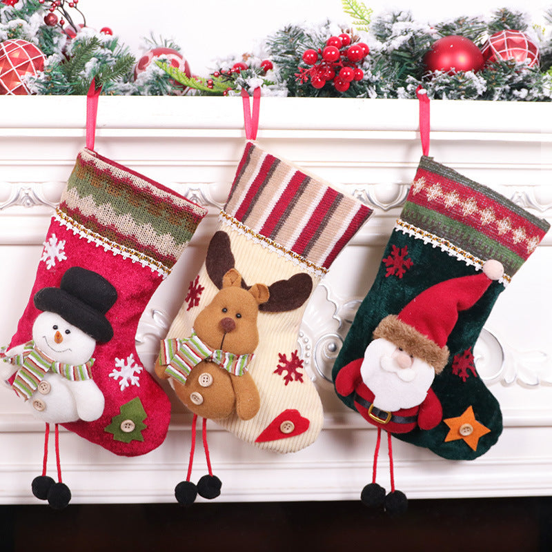 HKM-283795 Flannel Christmas Stockings Gift Bag - Small Hanging Decorations for Holiday Cheer