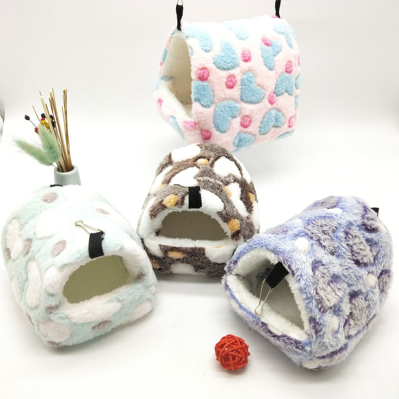 HKM-2838589 Cozy Cotton Nest for Small Pets - Multi-Sized Flannel Bedding in Purple, Pink, Coffee, Sky Blue