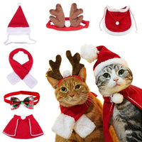 HKM-2838717 Christmas Pet Costume with Double-Sided Velvet Cloak, Hat, Scarf, and Hair Band - Warm and Stylish for Small to Large Pets