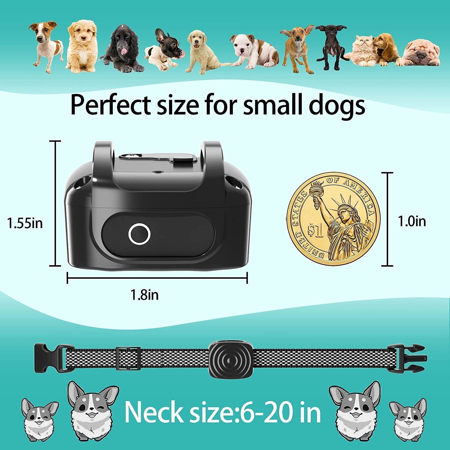HKM-2842301 Fully Automatic Waterproof Anti-Bark Pet Collar with Electric Shock, Vibration, and Beep Functions