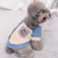 HKM-2842685 Thick and Warm Two-Legged Pet Clothing in Blue and Black