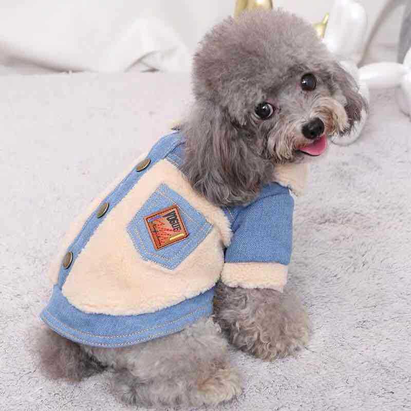 HKM-2842685 Thick and Warm Two-Legged Pet Clothing in Blue and Black