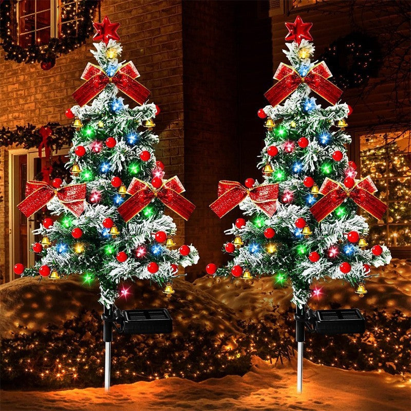 HKM-284307 Solar-Powered Stainless Steel Christmas Cedar Tree Lights for Lawn and Outdoor Decoration