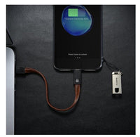 HKM-284371 Leather USB-C Charging Cable for iPhone - 20cm Length, 2.1A, Apple Lightning Interface, Available in Red, Black, Brown
