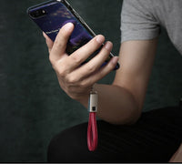 HKM-284371 Leather USB-C Charging Cable for iPhone - 20cm Length, 2.1A, Apple Lightning Interface, Available in Red, Black, Brown