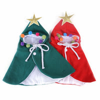 HKM-2844477 Funny Cat Christmas Cloak in Green and Red, Polar Fleece, Sizes S, M, L