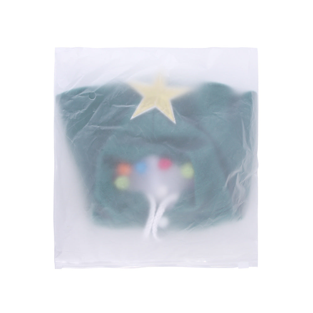 HKM-2844477 Funny Cat Christmas Cloak in Green and Red, Polar Fleece, Sizes S, M, L