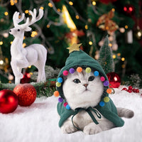 HKM-2844477 Funny Cat Christmas Cloak in Green and Red, Polar Fleece, Sizes S, M, L