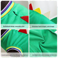 HKM-2844861 Comfortable Dinosaur Vest for Dogs - Cute Four-Legged Outdoor Pet Clothes in Green and Blue