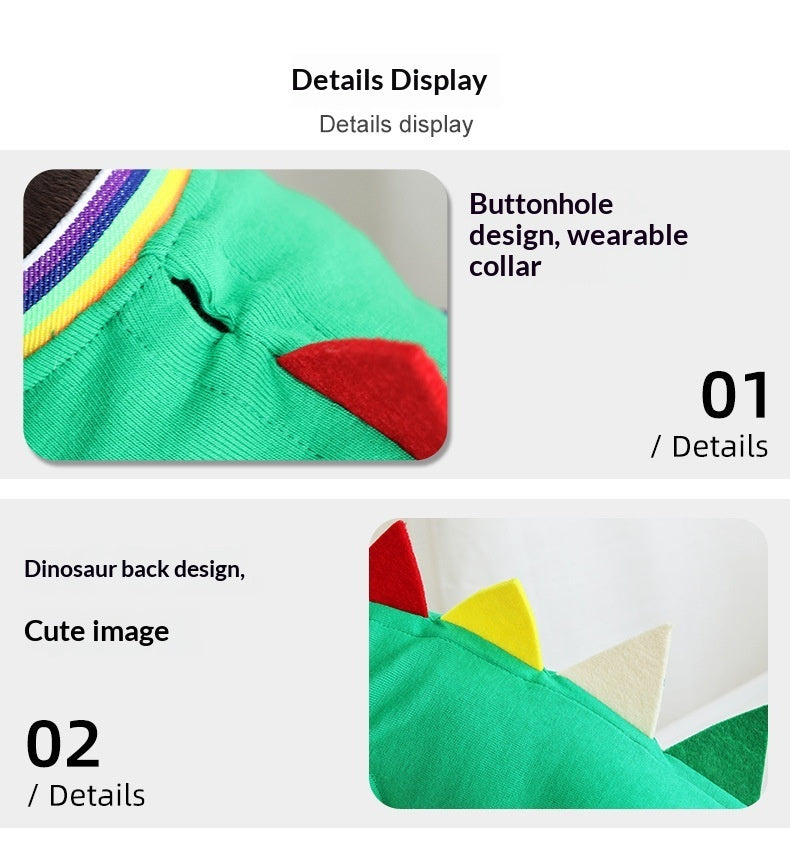 HKM-2844861 Comfortable Dinosaur Vest for Dogs - Cute Four-Legged Outdoor Pet Clothes in Green and Blue