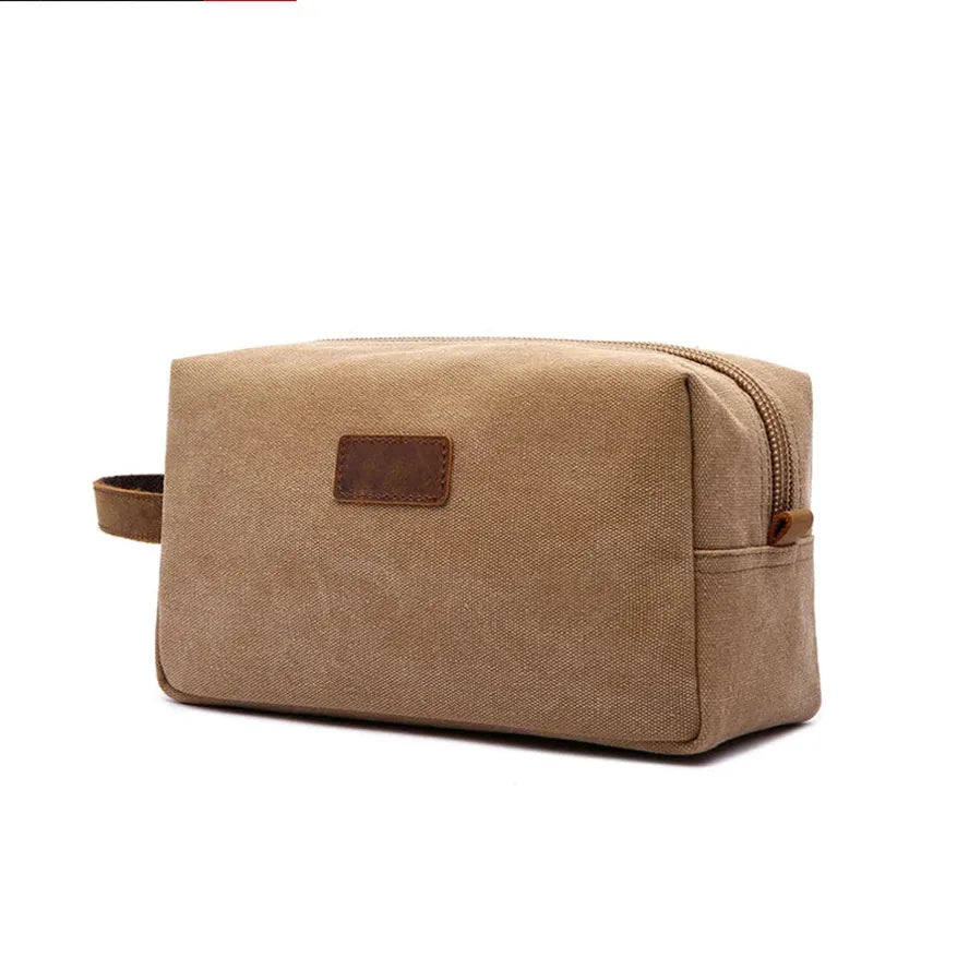 HKM-284563 Vintage Waxed Canvas Toiletry Bag for Travel and Makeup Storage