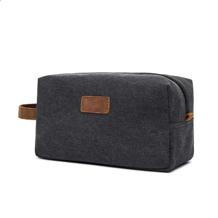 HKM-284563 Vintage Waxed Canvas Toiletry Bag for Travel and Makeup Storage