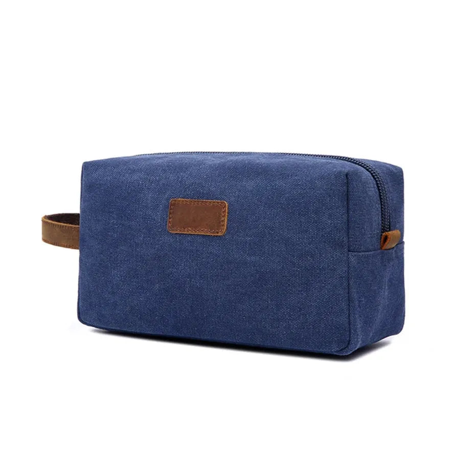 HKM-284563 Vintage Waxed Canvas Toiletry Bag for Travel and Makeup Storage