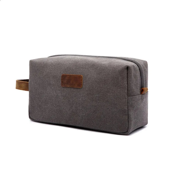 HKM-284563 Vintage Waxed Canvas Toiletry Bag for Travel and Makeup Storage
