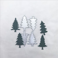 HKM-284627 Handmade Christmas Tree Greeting Card Cutting Mold - Carbon Steel, Silver, 11.9x7.1cm