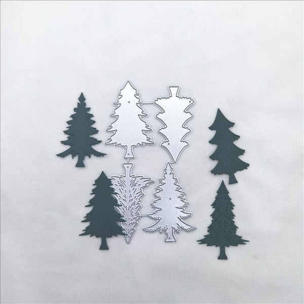 HKM-284627 Handmade Christmas Tree Greeting Card Cutting Mold - Carbon Steel, Silver, 11.9x7.1cm