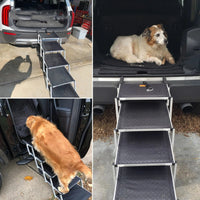HKM-2846909 Portable 6-Step Aluminum Dog Ladder with Oxford Cloth and Pearl Cotton Padding