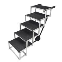 HKM-2846909 Portable 6-Step Aluminum Dog Ladder with Oxford Cloth and Pearl Cotton Padding