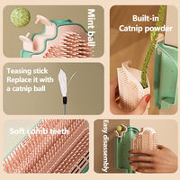 HKM-2847549 Multifunctional Cat Itch Remover and Massager with Feather Toy - Lightweight and Portable Pet Supply