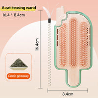 HKM-2847549 Multifunctional Cat Itch Remover and Massager with Feather Toy - Lightweight and Portable Pet Supply