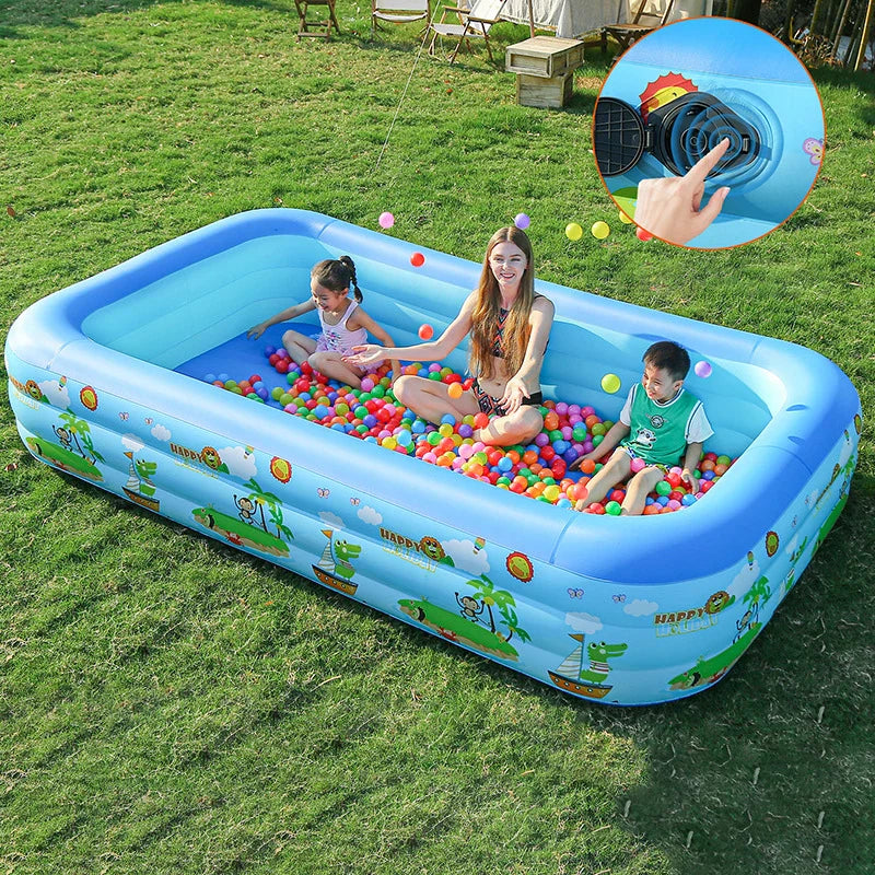 HKM-284755 Foldable Inflatable Swimming Pool in Multiple Sizes, Waterproof Eco-Friendly PVC, Ideal for Family Fun