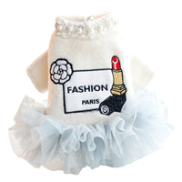 HKM-2848445 Elegant Beige Winter Cat Princess Dress - Cozy Wool Pet Clothing in Various Sizes