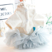 HKM-2848445 Elegant Beige Winter Cat Princess Dress - Cozy Wool Pet Clothing in Various Sizes
