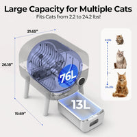 HKM-284947 Automatic Self-Cleaning Cat Litter Box with Smart Odor Control and Low Noise Design, Durable Plastic, 76L Capacity
