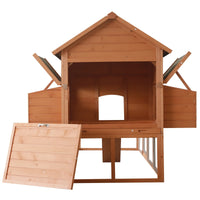 HKM-2849725 Large Wooden Chicken Coop with Nesting Box and Run, 136.5" Deluxe Hen House for Backyard Poultry