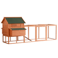 HKM-2849725 Large Wooden Chicken Coop with Nesting Box and Run, 136.5" Deluxe Hen House for Backyard Poultry