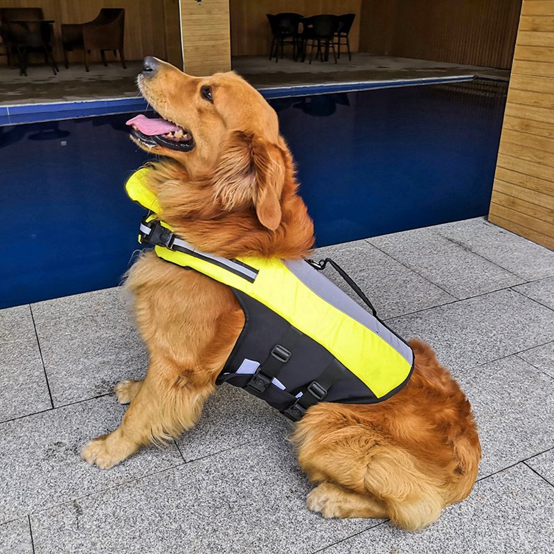 HKM-2850237 Fluorescent Yellow Reflective Pet Life Jacket with Air Cushions for Enhanced Buoyancy and Safety
