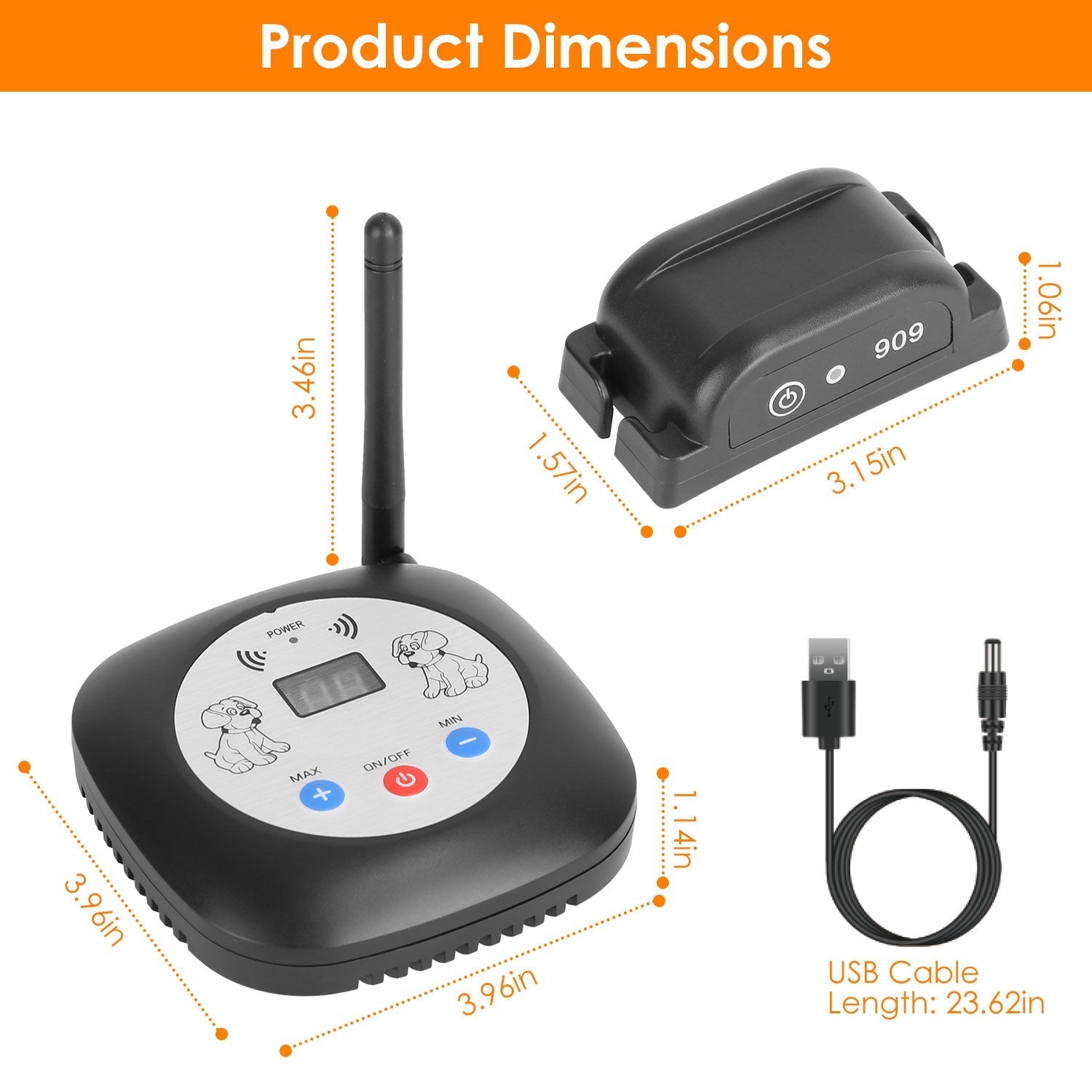 HKM-2851517 Electric Wireless Dog Fence System with GPS Location Monitor and Rechargeable Collar for Small to Large Dogs