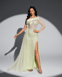 HKM-285203 Elegant Evening Dress in Green for Women – Style EZ25116