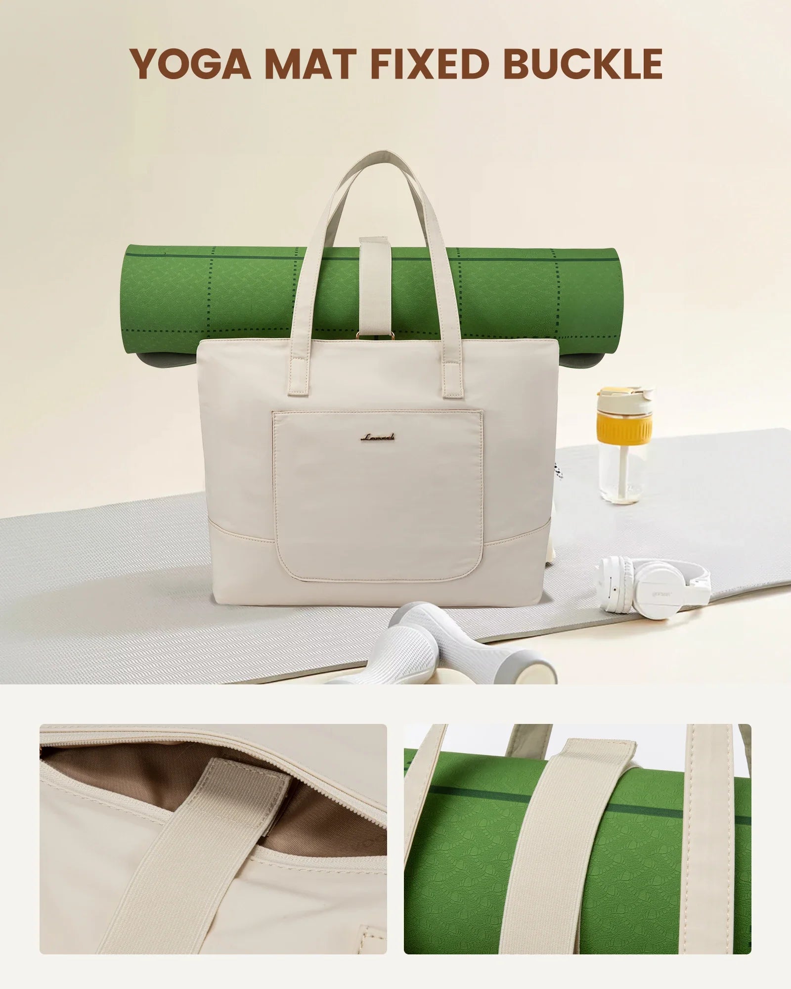 HKM-285203 Lightweight Travel Tote Bag with Yoga Mat Strap for Office, Work, and Gym Use